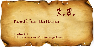 Kovács Balbina névjegykártya